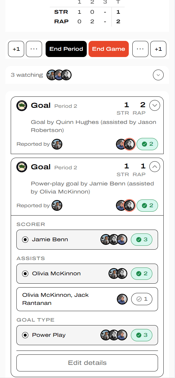Expanded event with leading and alt claims for SCORER, ASSISTS, and GOAL TYPE